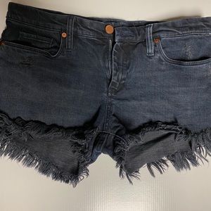 Denim Fringe Shorts.